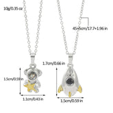 1 Pair Magnetic Heart Couple Necklaces Astronaut Rocket Pendant Women Men Lovers Best Friend Pendant Necklace Jewelry Gift