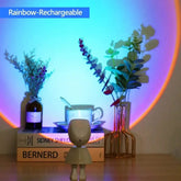Rechargeable Astronaut Robot Rainbow Projection Sun Lamp Table Night Light Sunset Lamp Infinite Dimming Bedroom Atmosphere Light