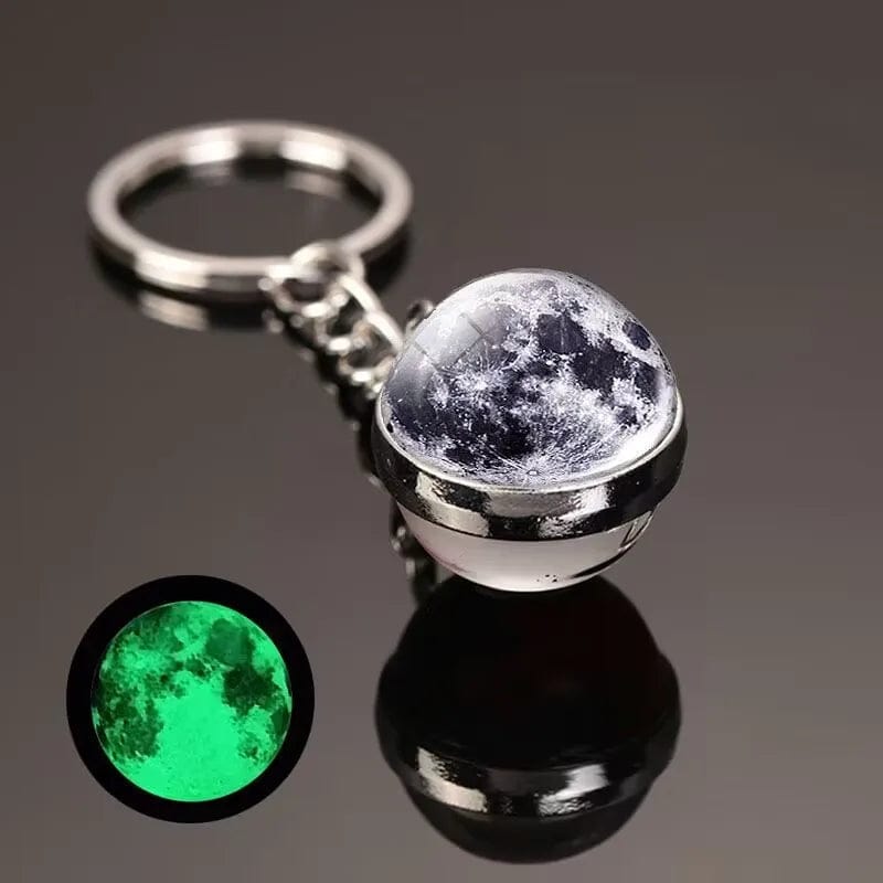 Glow in the Dark Solar System Planet Key Chain Nebula Luminous Key Ring Moon, Earth, Sun, Double-Sided Glass Ball, Keychain Gift
