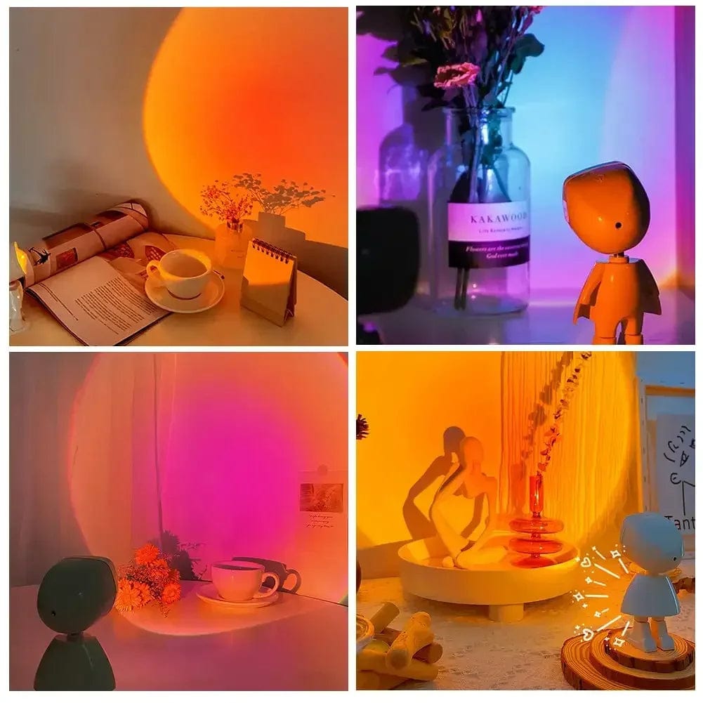 Rechargeable Astronaut Robot Rainbow Projection Sun Lamp Table Night Light Sunset Lamp Infinite Dimming Bedroom Atmosphere Light