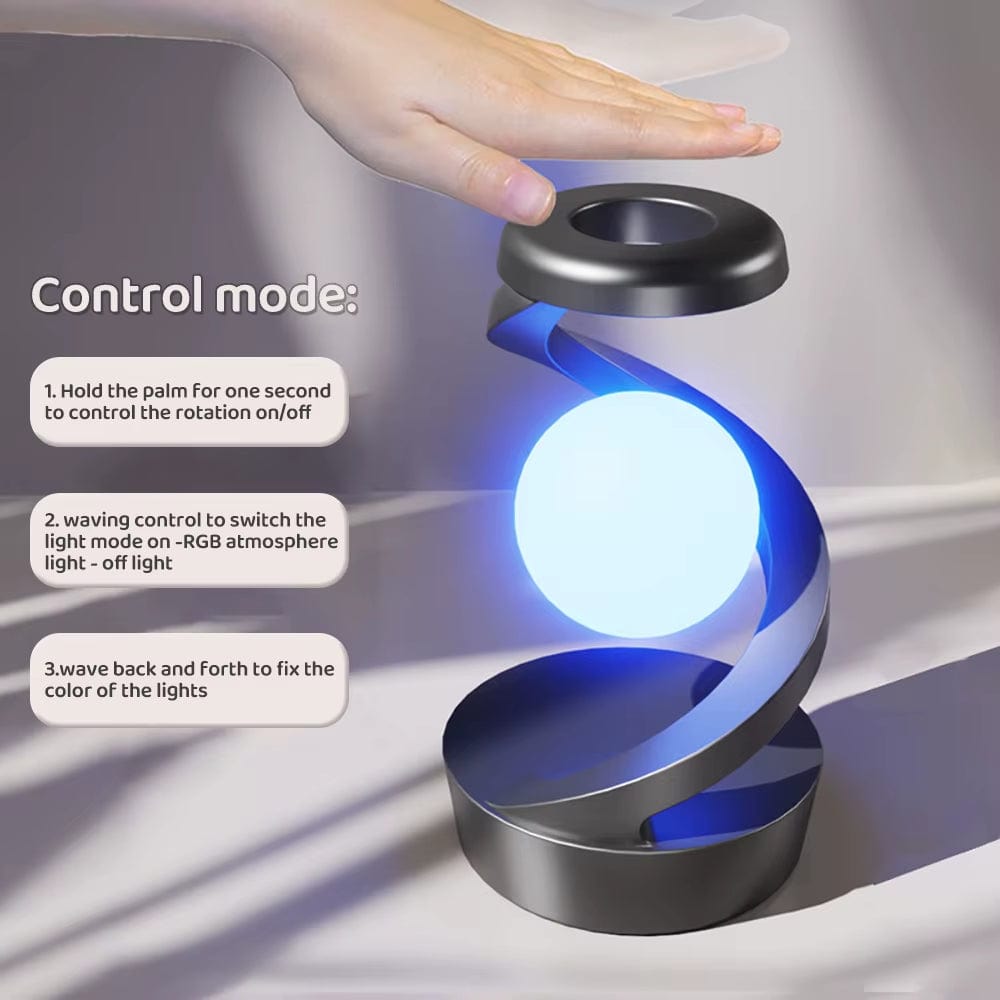 LED 360° Rotating Night Light with Wireless Charger Cordless Desk Lamp Rechargeable LED Levitating Night Light for Living Room