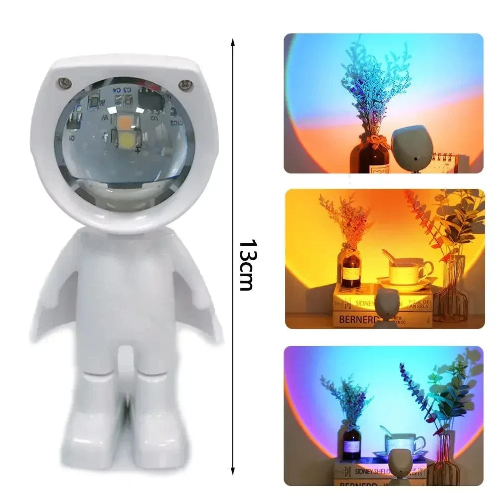Rechargeable Astronaut Robot Rainbow Projection Sun Lamp Table Night Light Sunset Lamp Infinite Dimming Bedroom Atmosphere Light