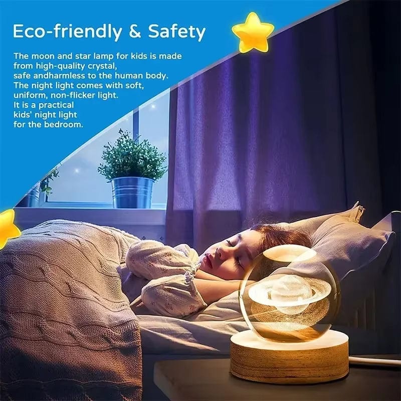 6Cm 3D Crystal Ball Glass Ball Planet Earth Wooden Base Solar System Galaxy Astronomy Birthday Gift Home Desktop Decoration