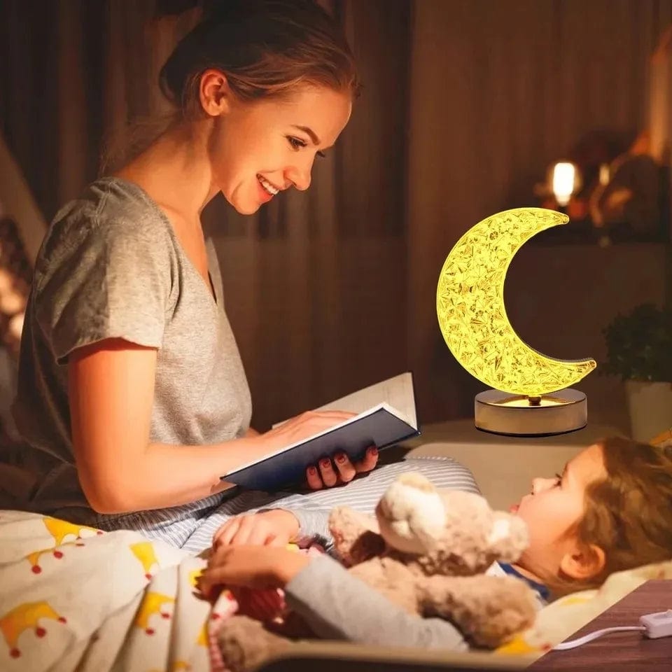 Bedroom Crystal Touch Dimming Night Light Girls Room Home Decor Aesthetics USB Bedside LED Ambient Table 3D Moon Lamp
