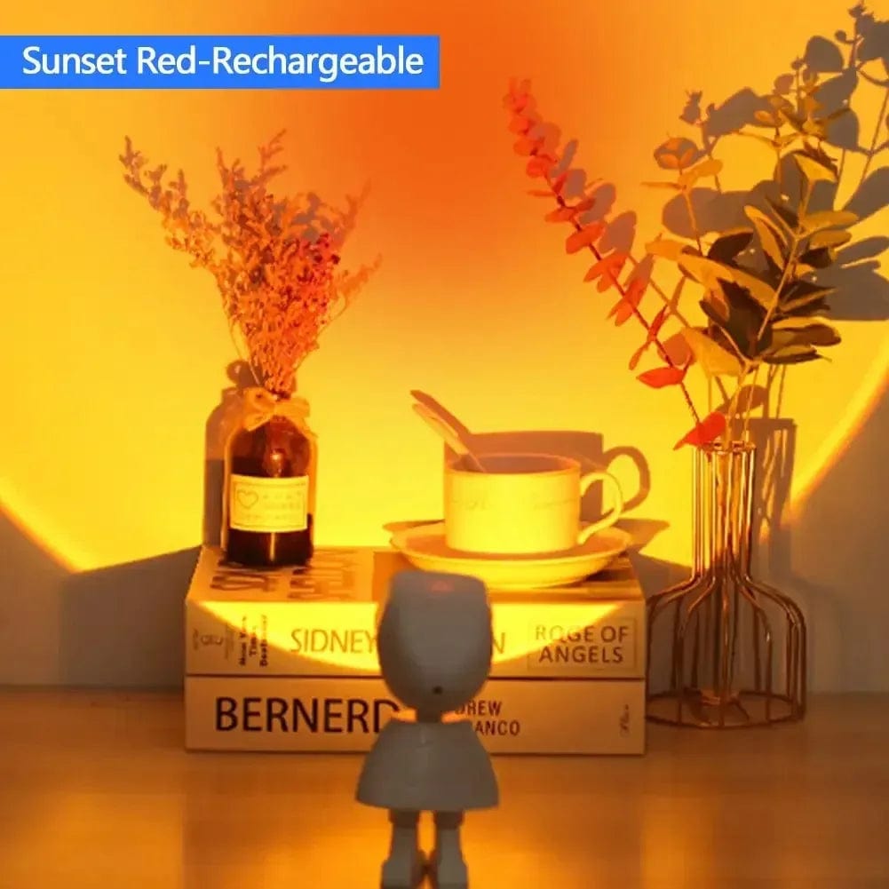 Rechargeable Astronaut Robot Rainbow Projection Sun Lamp Table Night Light Sunset Lamp Infinite Dimming Bedroom Atmosphere Light