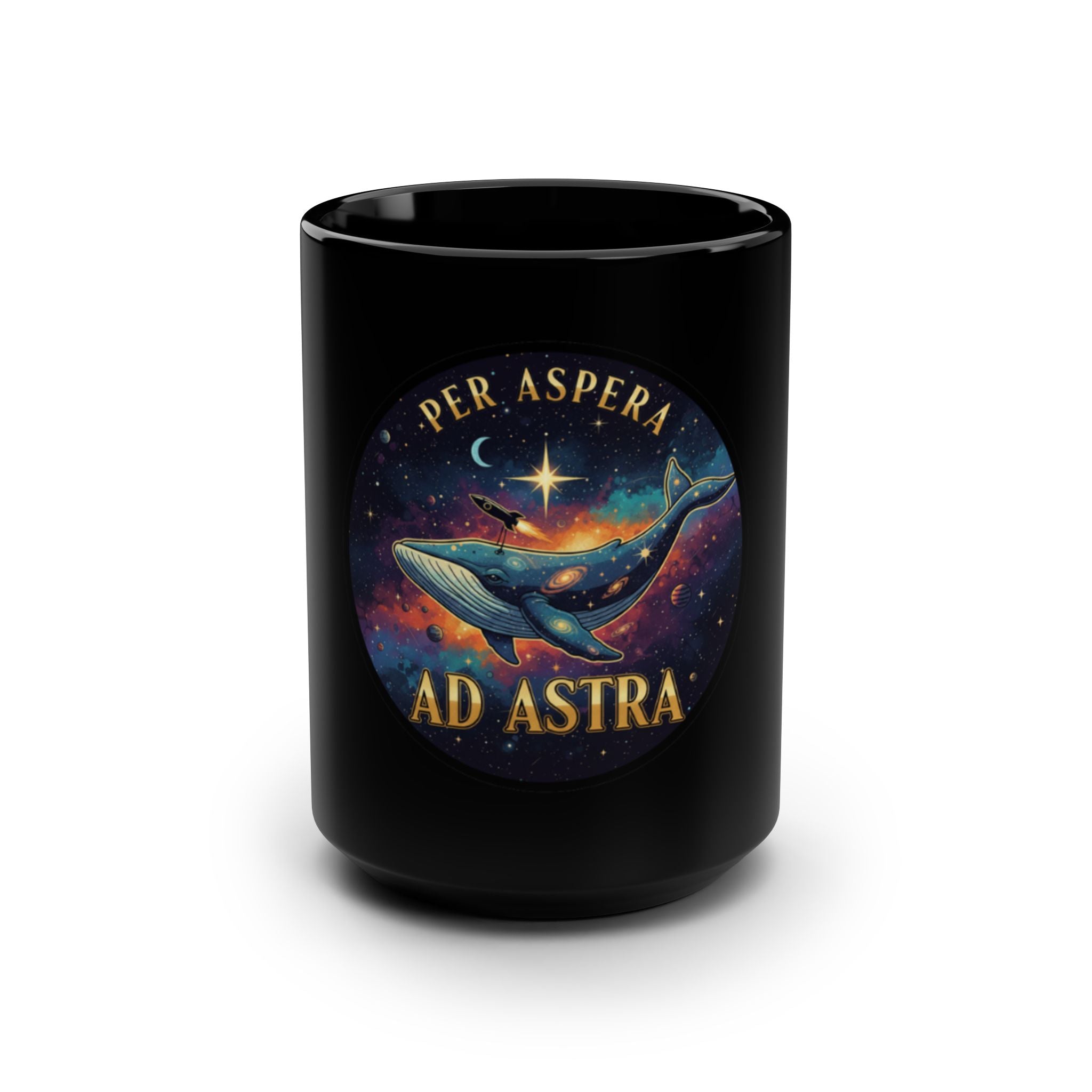 Galaxy Black Ceramic Coffee Mug Design-(15oz)