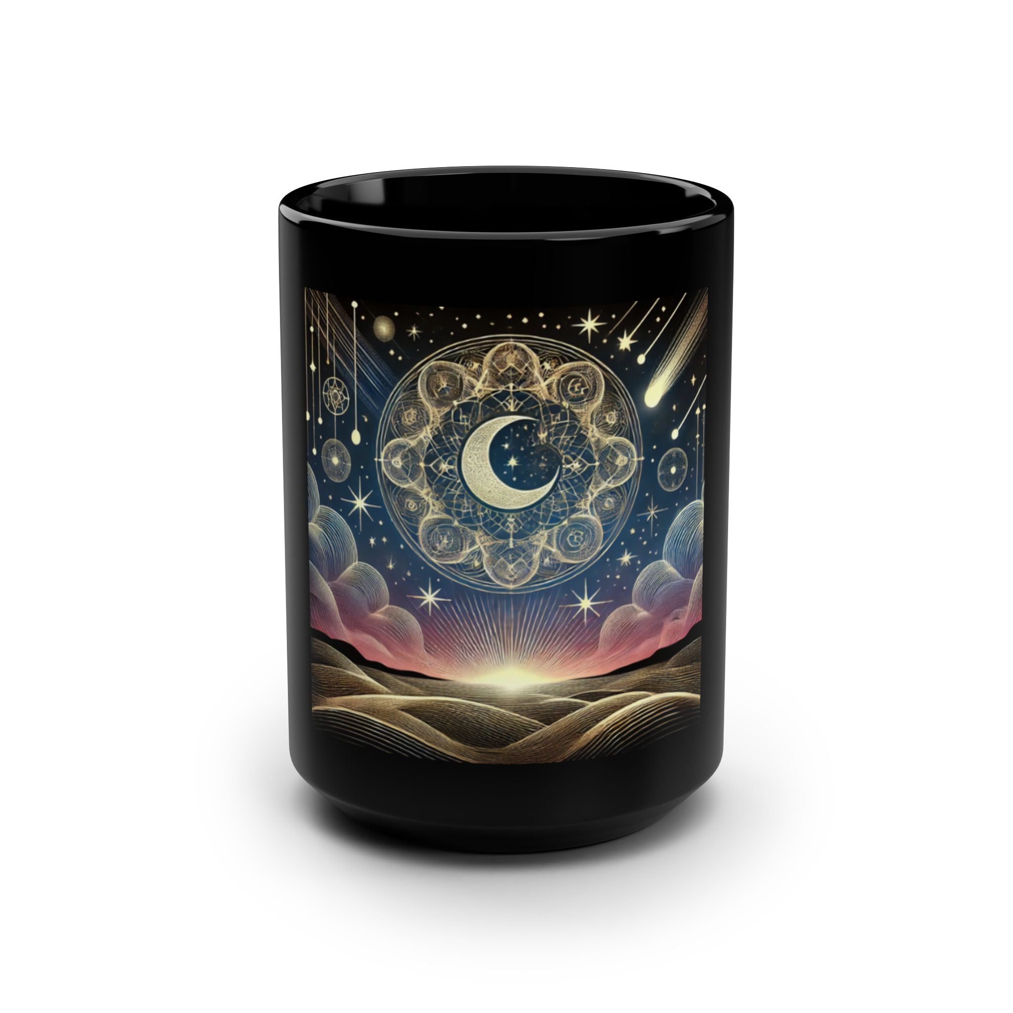 Galaxy Black Ceramic Coffee Mug Design-(15oz)