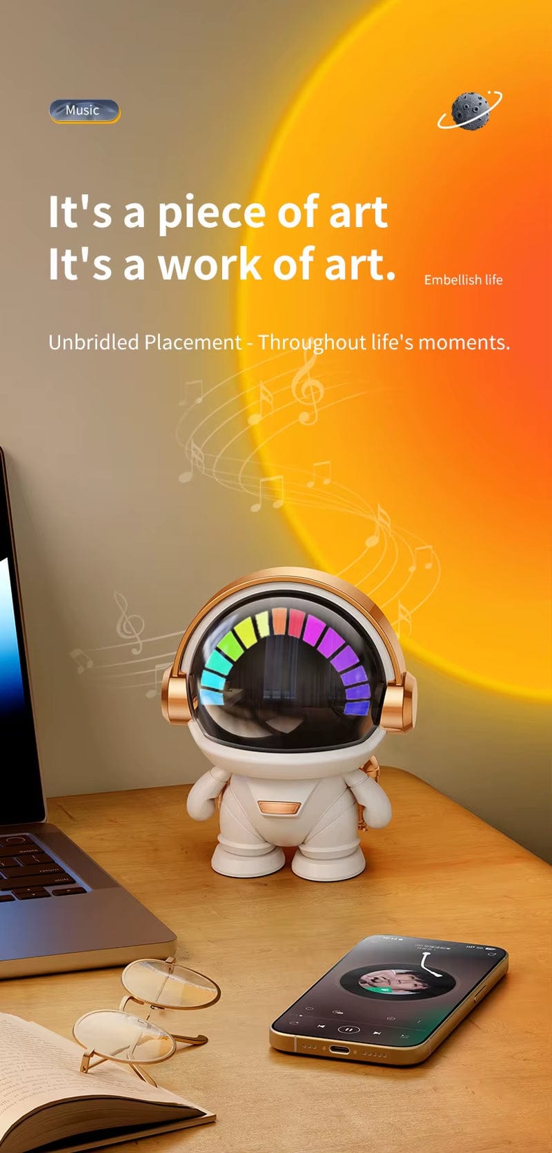 New Wireless Bluetooth Astronaut Astronaut Speaker TWS Couplet Cute Desktop Space Robot Subwoofer Bluetooth Speaker Outdoor Gift