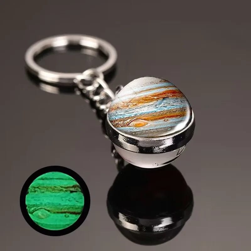 Glow in the Dark Solar System Planet Key Chain Nebula Luminous Key Ring Moon, Earth, Sun, Double-Sided Glass Ball, Keychain Gift