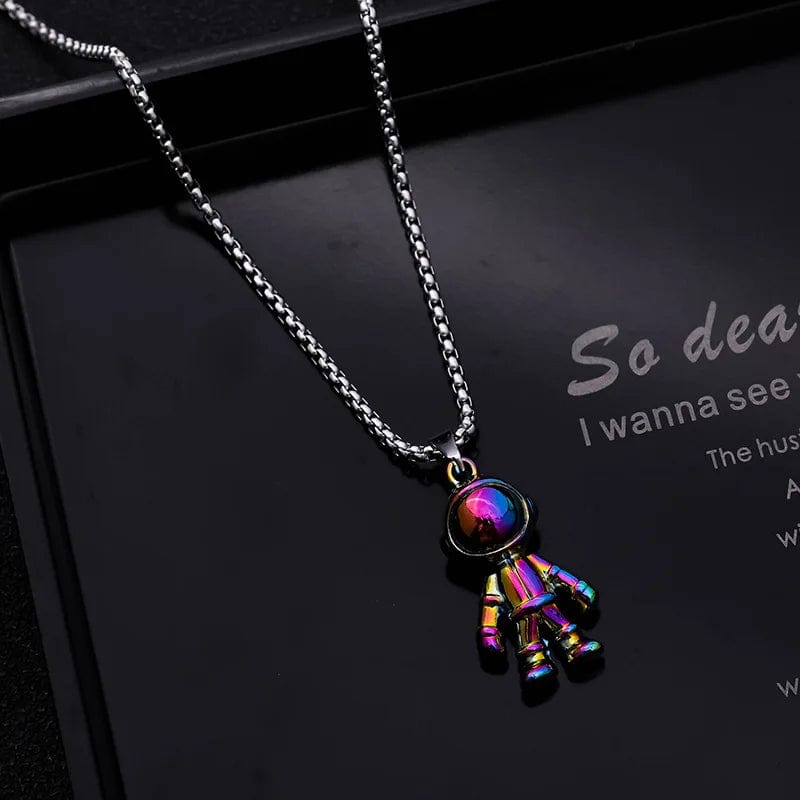 Astronaut Pendant Star Picking Punk Style Couple Necklaces Women Men Lover Spaceman Jewelry Gift Necklace Stainless Steel Chain