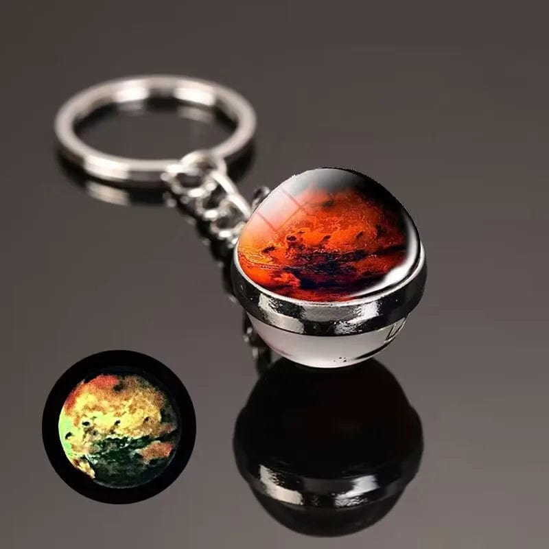 Glow in the Dark Solar System Planet Key Chain Nebula Luminous Key Ring Moon, Earth, Sun, Double-Sided Glass Ball, Keychain Gift