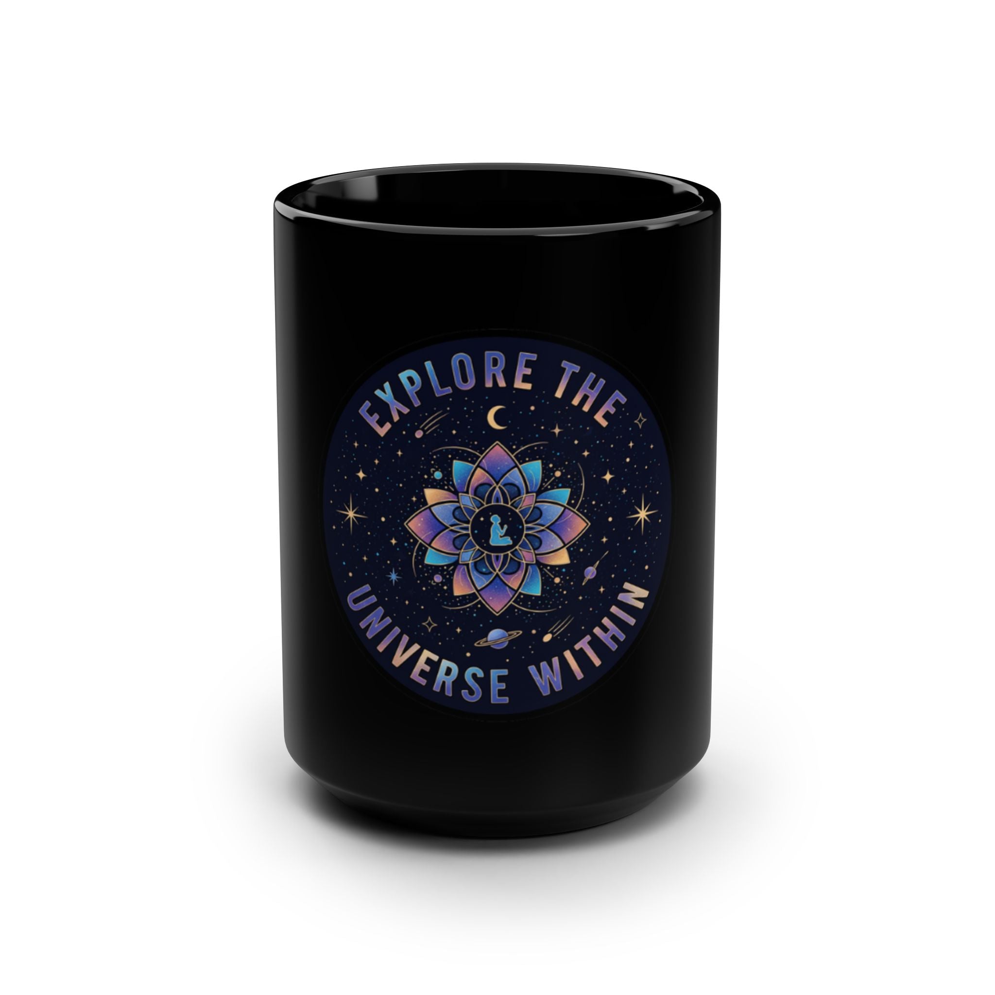 Galaxy Black Ceramic Coffee Mug Design-(15oz)