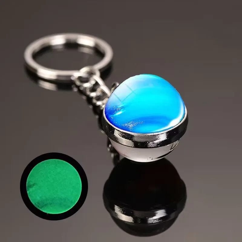 Glow in the Dark Solar System Planet Key Chain Nebula Luminous Key Ring Moon, Earth, Sun, Double-Sided Glass Ball, Keychain Gift