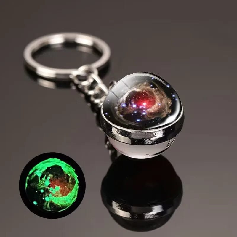 Glow in the Dark Solar System Planet Key Chain Nebula Luminous Key Ring Moon, Earth, Sun, Double-Sided Glass Ball, Keychain Gift