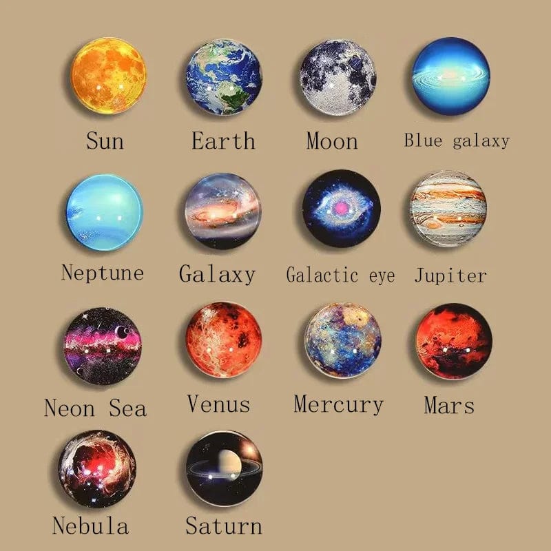 Glow in the Dark Solar System Planet Key Chain Nebula Luminous Key Ring Moon, Earth, Sun, Double-Sided Glass Ball, Keychain Gift