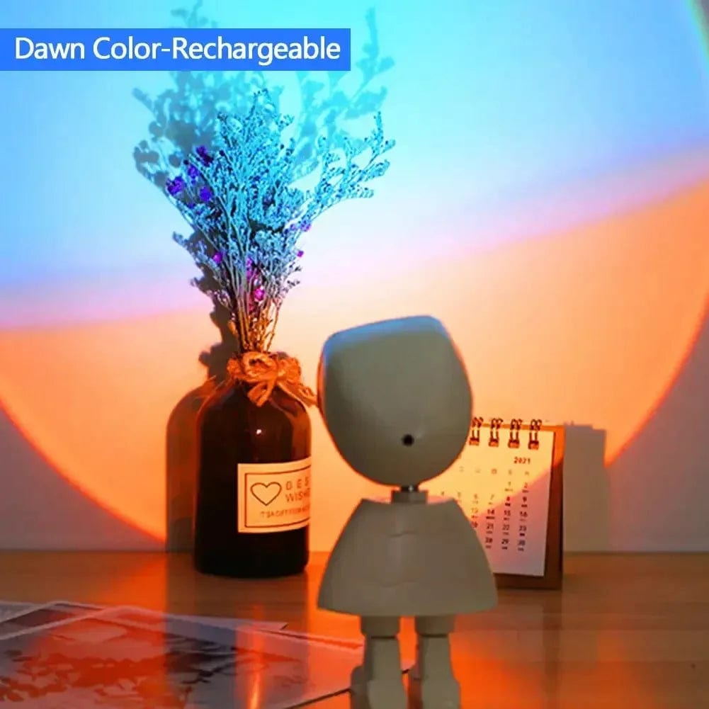 Rechargeable Astronaut Robot Rainbow Projection Sun Lamp Table Night Light Sunset Lamp Infinite Dimming Bedroom Atmosphere Light