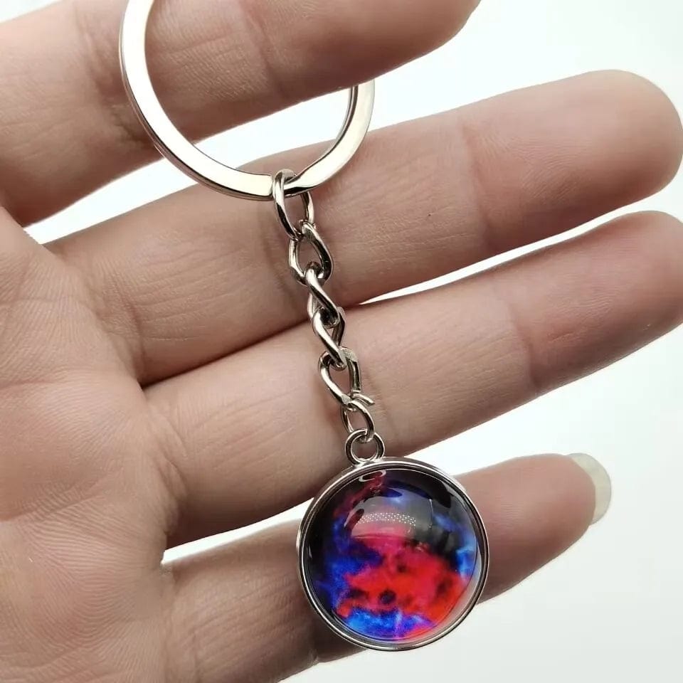 Glow in the Dark Solar System Planet Key Chain Nebula Luminous Key Ring Moon, Earth, Sun, Double-Sided Glass Ball, Keychain Gift