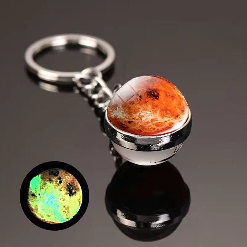 Glow in the Dark Solar System Planet Key Chain Nebula Luminous Key Ring Moon, Earth, Sun, Double-Sided Glass Ball, Keychain Gift