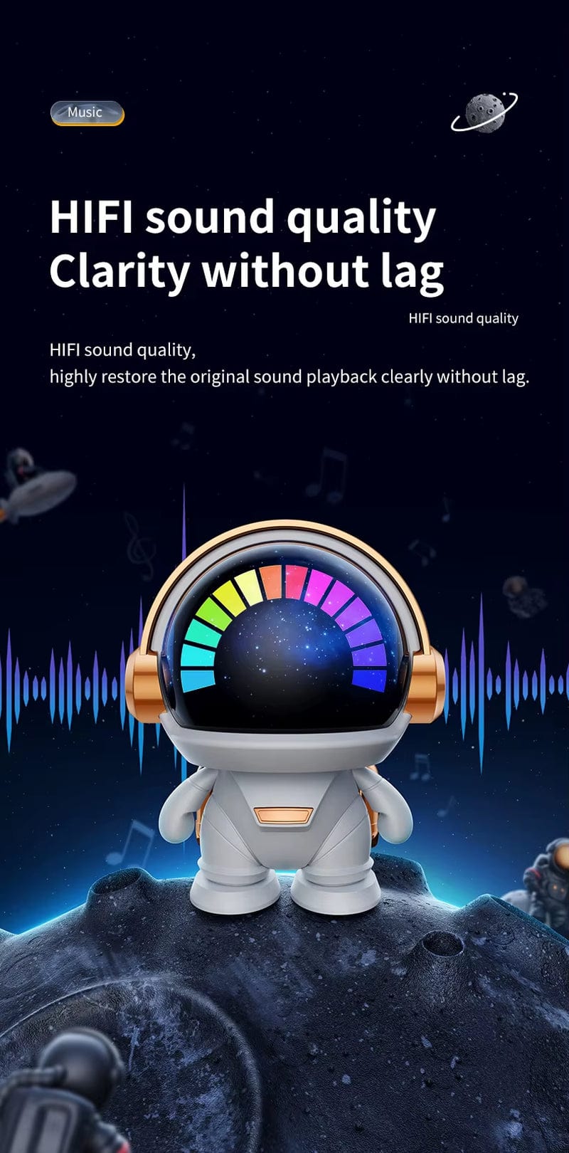 New Wireless Bluetooth Astronaut Astronaut Speaker TWS Couplet Cute Desktop Space Robot Subwoofer Bluetooth Speaker Outdoor Gift