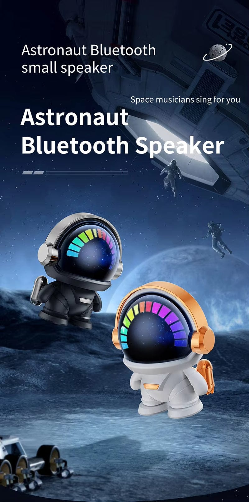 New Wireless Bluetooth Astronaut Astronaut Speaker TWS Couplet Cute Desktop Space Robot Subwoofer Bluetooth Speaker Outdoor Gift
