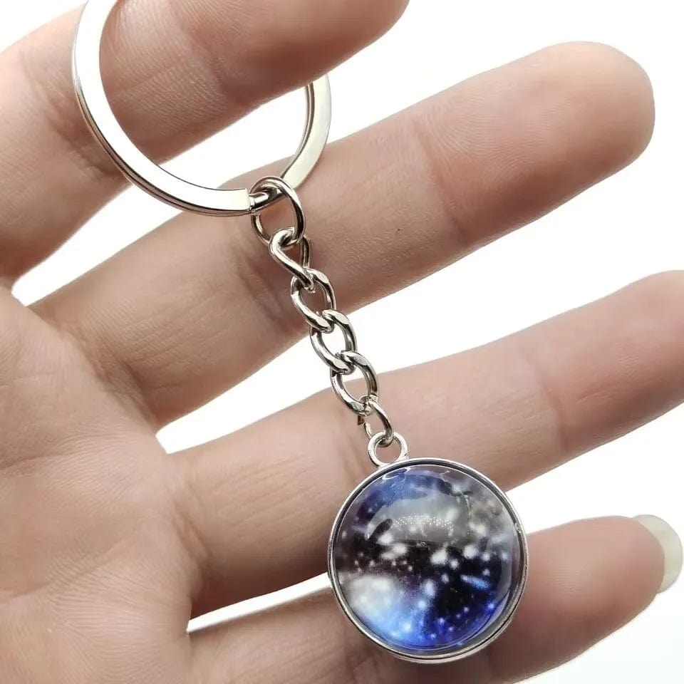 Glow in the Dark Solar System Planet Key Chain Nebula Luminous Key Ring Moon, Earth, Sun, Double-Sided Glass Ball, Keychain Gift