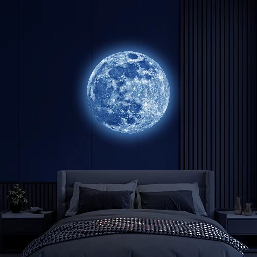 Hot Sale 3D Luminous Moon Wall Sticker Glow in the Dark Fluorescent Sticker PVC Home Kids Room Decals Wall Decor Wallpaper