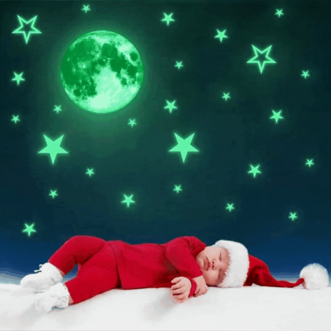 Stunning Luminous 3D Glow In The Dark LED Moon Wall Sticker