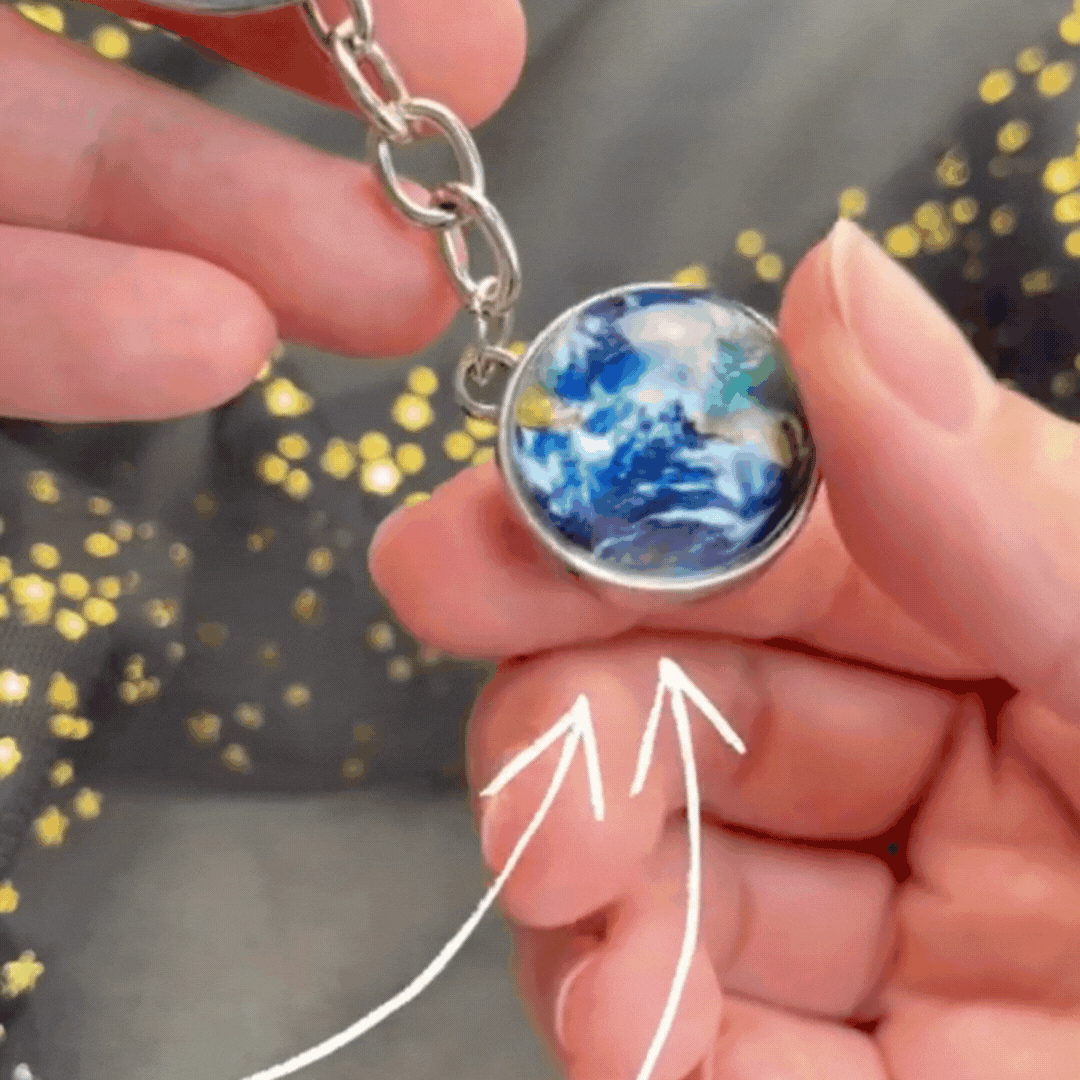 Novel Stylish Solar System & Planets Double-Sided Key Chain