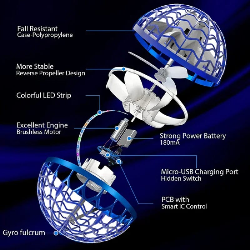 Flying Ball Boomerang Drone Flyorb Magic with LED Lights Gift Hover Ball Fly Nova Orb Flying Spinner Fidget Children Family Toys
