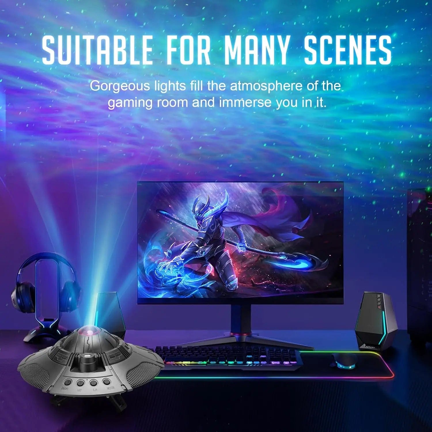 UFO Galaxy Projector, Star Projector, Led Lights for Bedroom, Night Light for Kids or Adults Room Decor, Game Room