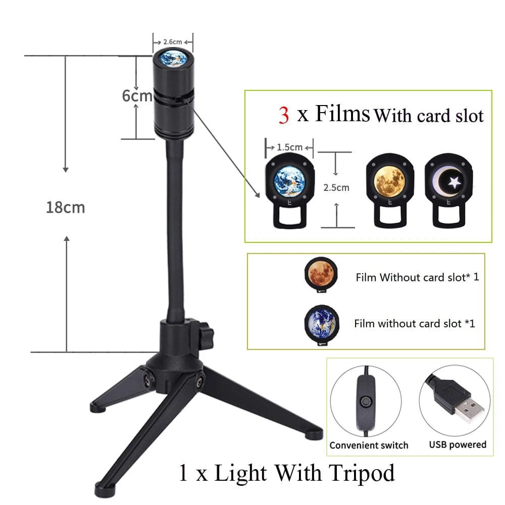 Sky Projector Night Light Planet Magic Moon Earth Projection 3W LED Lamp 360° Rotatable USB 5V Kids Bedroom Wall Decor Lighting