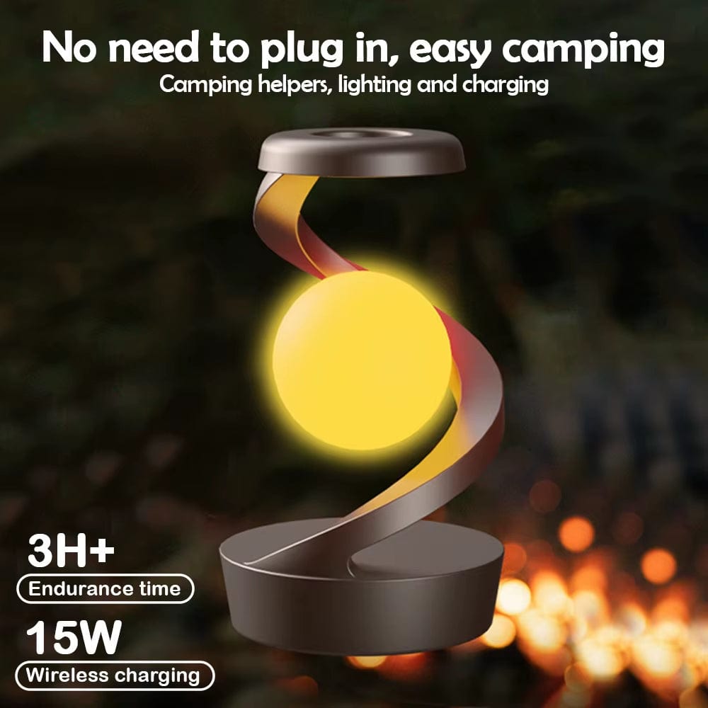 LED 360° Rotating Night Light with Wireless Charger Cordless Desk Lamp Rechargeable LED Levitating Night Light for Living Room