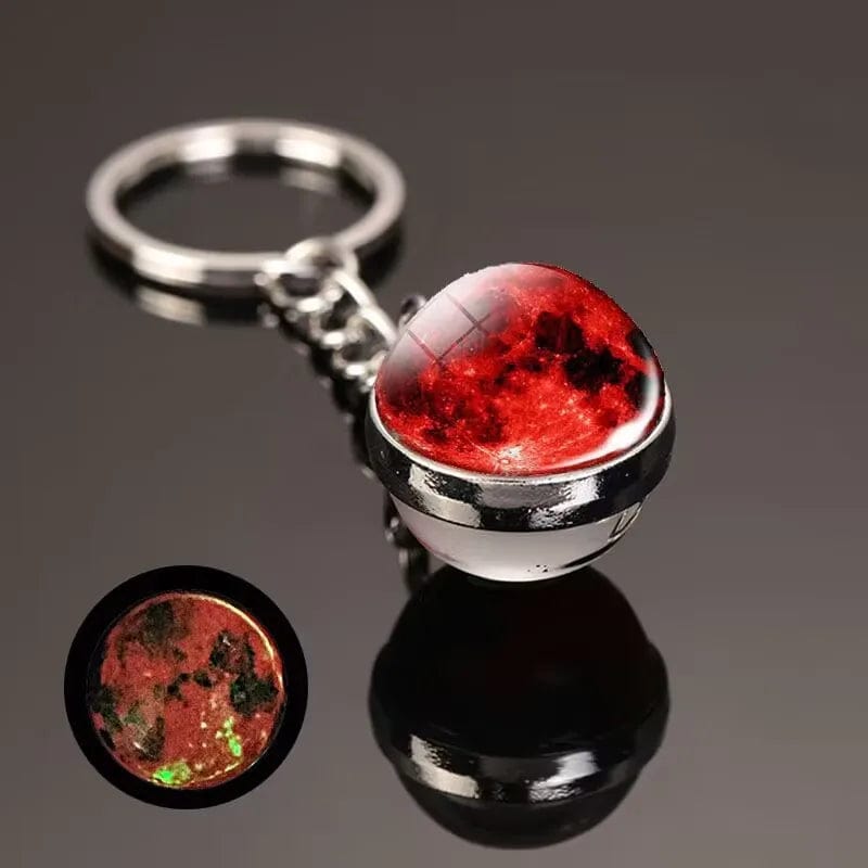 Glow in the Dark Solar System Planet Key Chain Nebula Luminous Key Ring Moon, Earth, Sun, Double-Sided Glass Ball, Keychain Gift